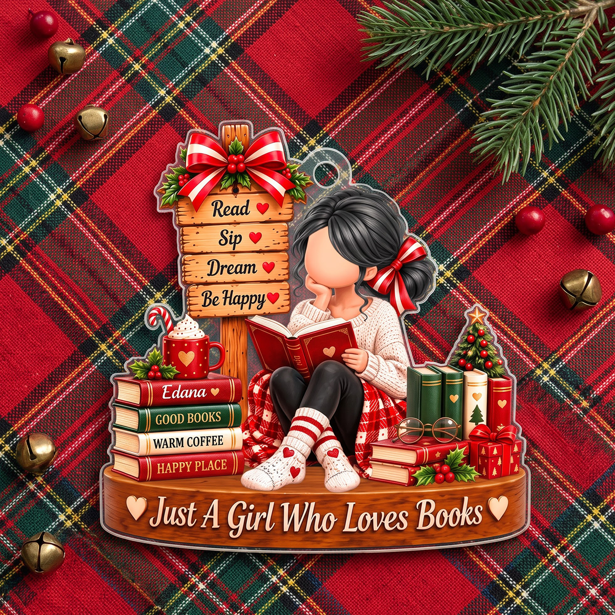Just a Girl Who Loves Books - Personalized Acrylic Ornament - Christmas Gift for Daughter, Granddaughter a58c6a87-8cb3-42bb-ad1a-ed9c2d9458d8-MOCKUP-7.png