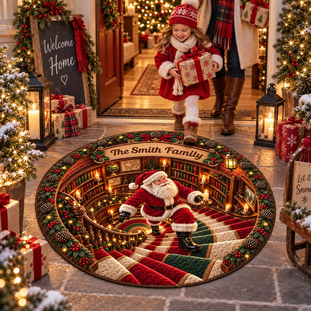 Personalized Santa Claus 3D Hole Round Area Rug, Custom Family Name Holiday Carpet, Optical Illusion Xmas Doormat Decor a595fe88-9e60-41b3-903c-7fc7d27fa233-1122e3d4-5797-4b6e-84e8-ce134b9ad0e1.png