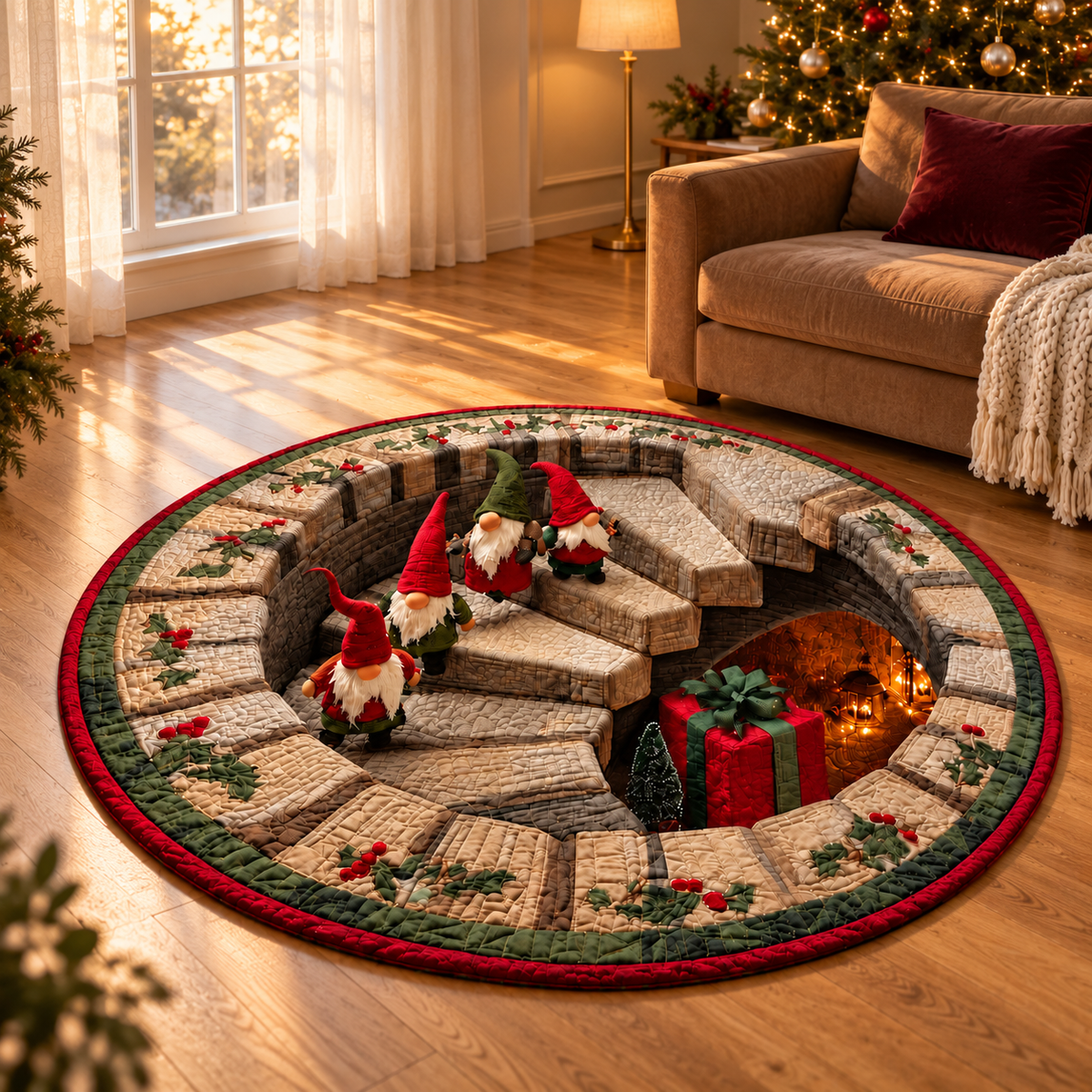 Christmas Gnome Quilted Round Rug, Faux 3D Staircase Vortex Optical Illusion Carpet, Nordic Tomte Holiday Living Room Floor Decor, Gift For Family a597bcf2-2623-476e-9c1a-0eeb2c9826eb-Th-m-Gi-ng-sinh-3D-m-p-4.png