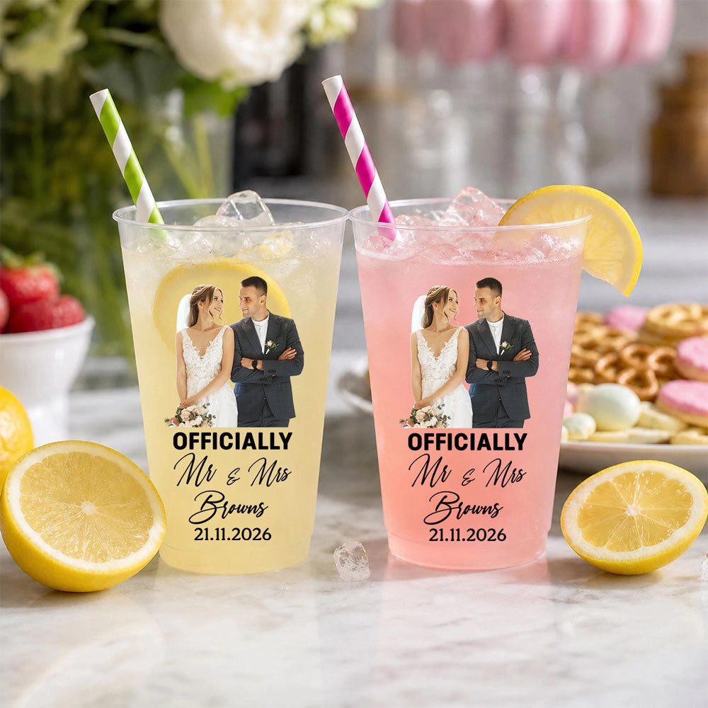 Officially Mr And Mrs - Personalized Frosted Cup - Wedding Gift a59912d7-9b6f-47f5-a4ac-9bc8d9f8fc38-6.webp