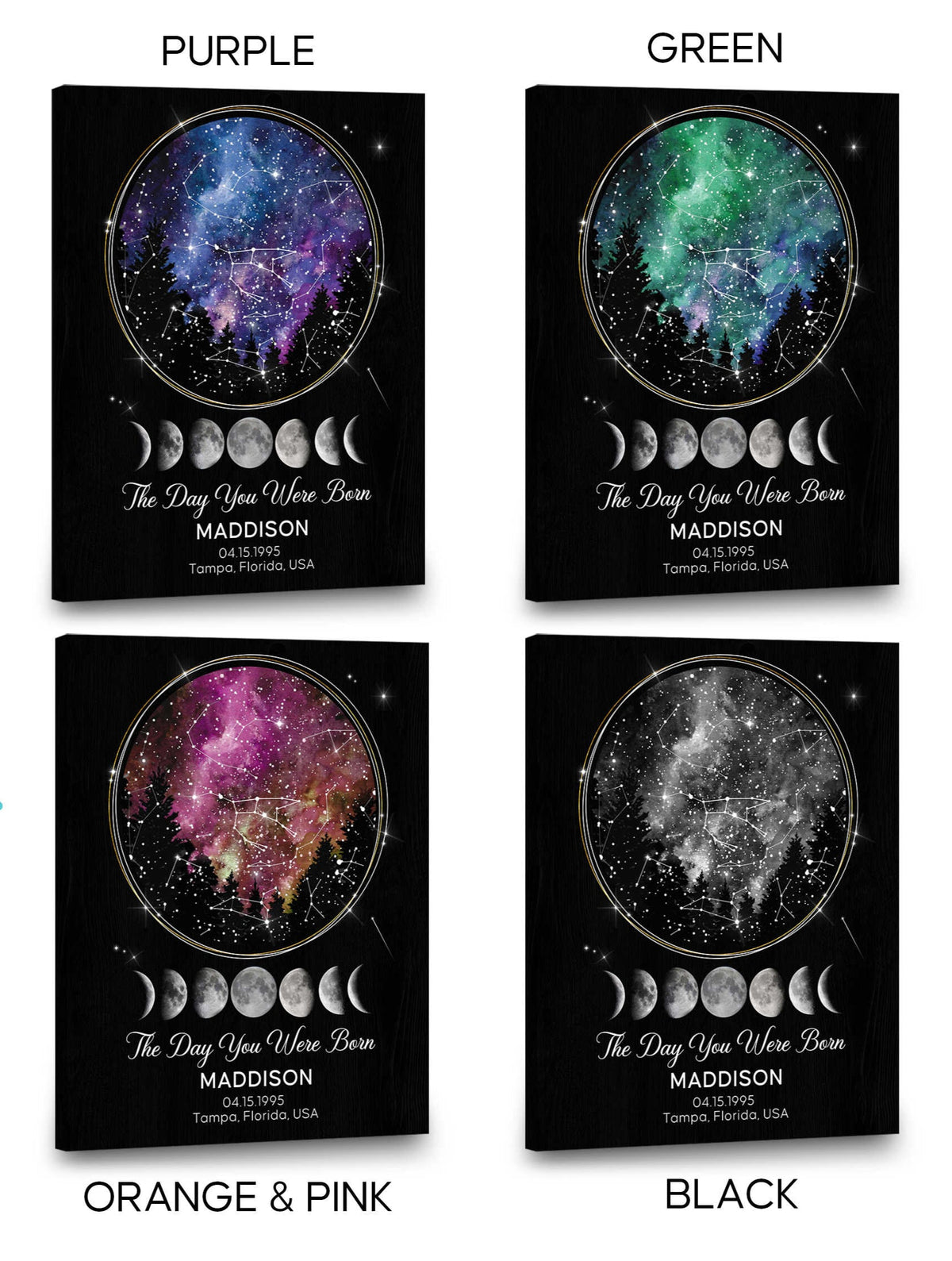 Star Map Birthday Gift, Custom Constellation Map Canvas, Night Sky The Day You Were Born