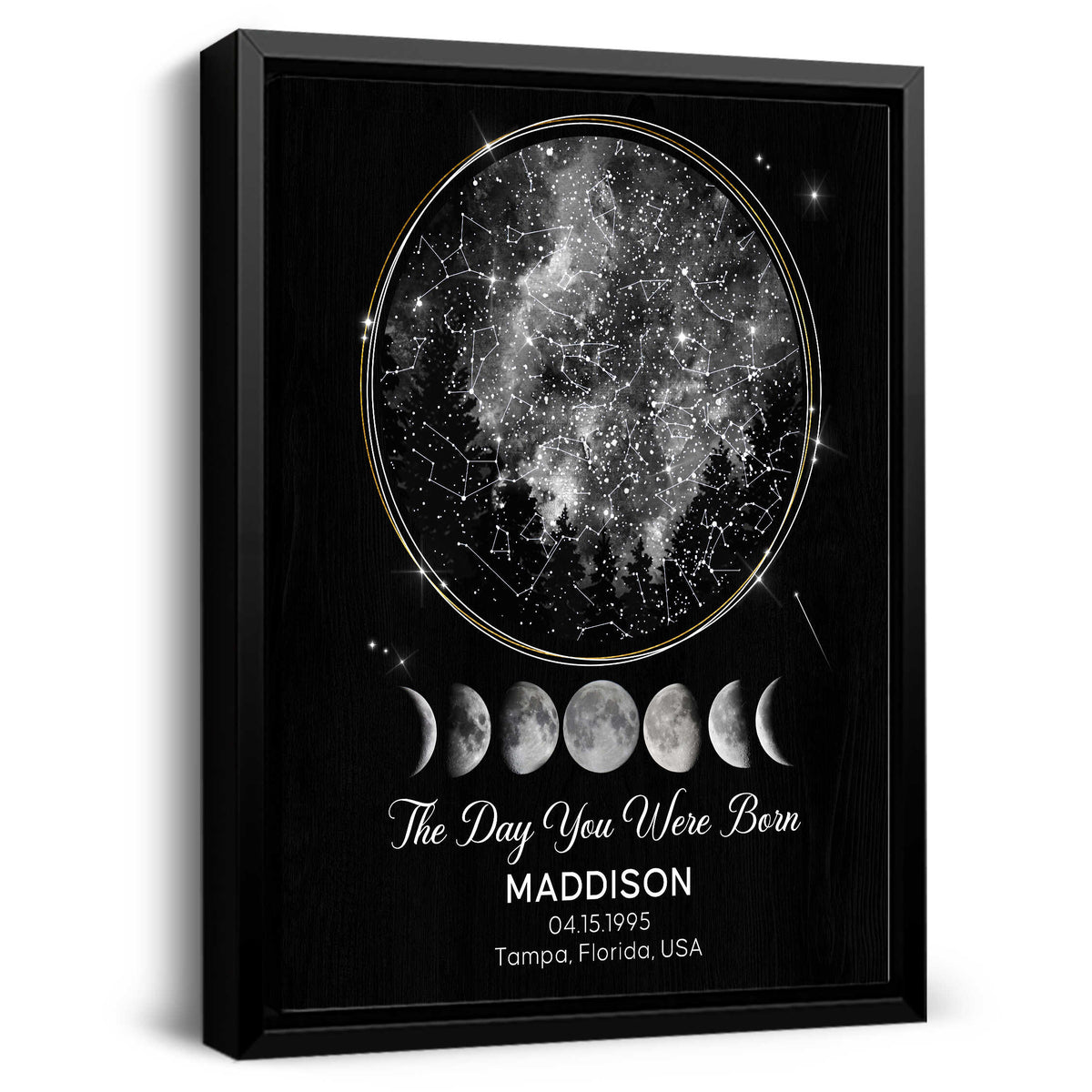 Star Map Birthday Gift, Custom Constellation Map Canvas, Night Sky The Day You Were Born