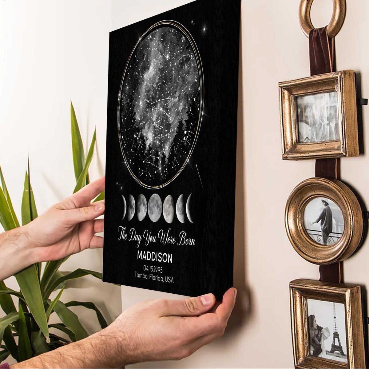 Star Map Birthday Gift, Custom Constellation Map Canvas, Night Sky The Day You Were Born