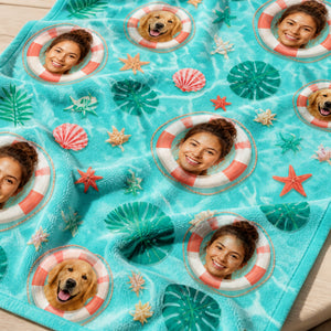 Custom Faces + Pet Tropical Beach Towel - Personalized Beach Towel a5c52d49-c517-49df-9071-81a81c78b299.jpg