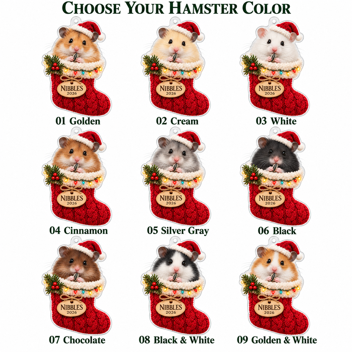 Personalized Hamster Christmas Ornament – Custom Name & Year, Hamster in Stocking Keepsake, Christmas Gift for Hamster Lovers a5dbb0e2-ef30-4b7b-812c-2c309e1a8ff5-Nine-Hamster-Ornament-Color-Options.png