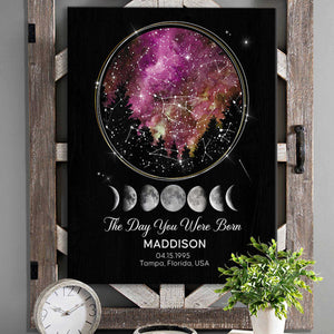 Star Map Birthday Gift, Custom Constellation Map Canvas, Night Sky The Day You Were Born