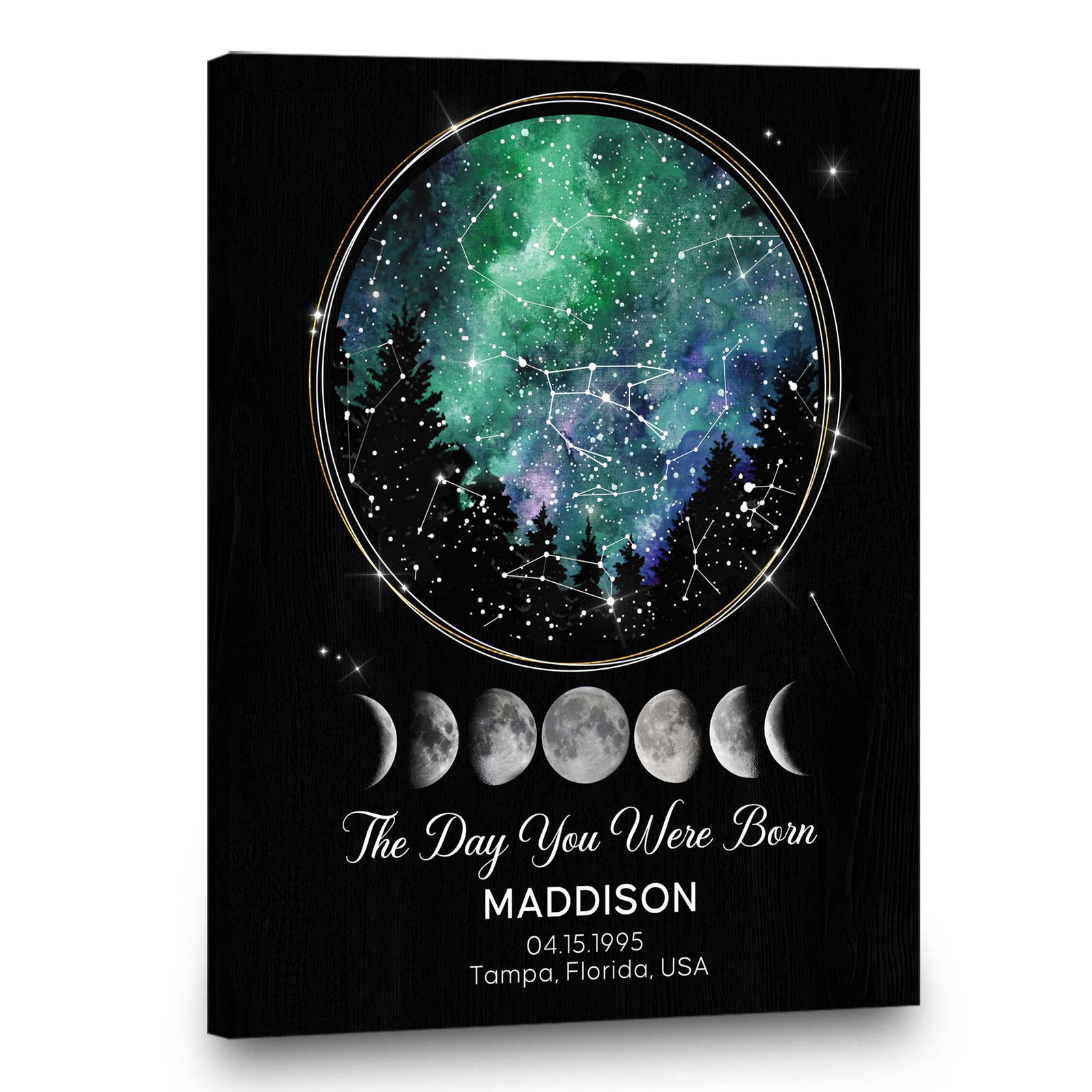 Star Map Birthday Gift, Custom Constellation Map Canvas, Night Sky The Day You Were Born