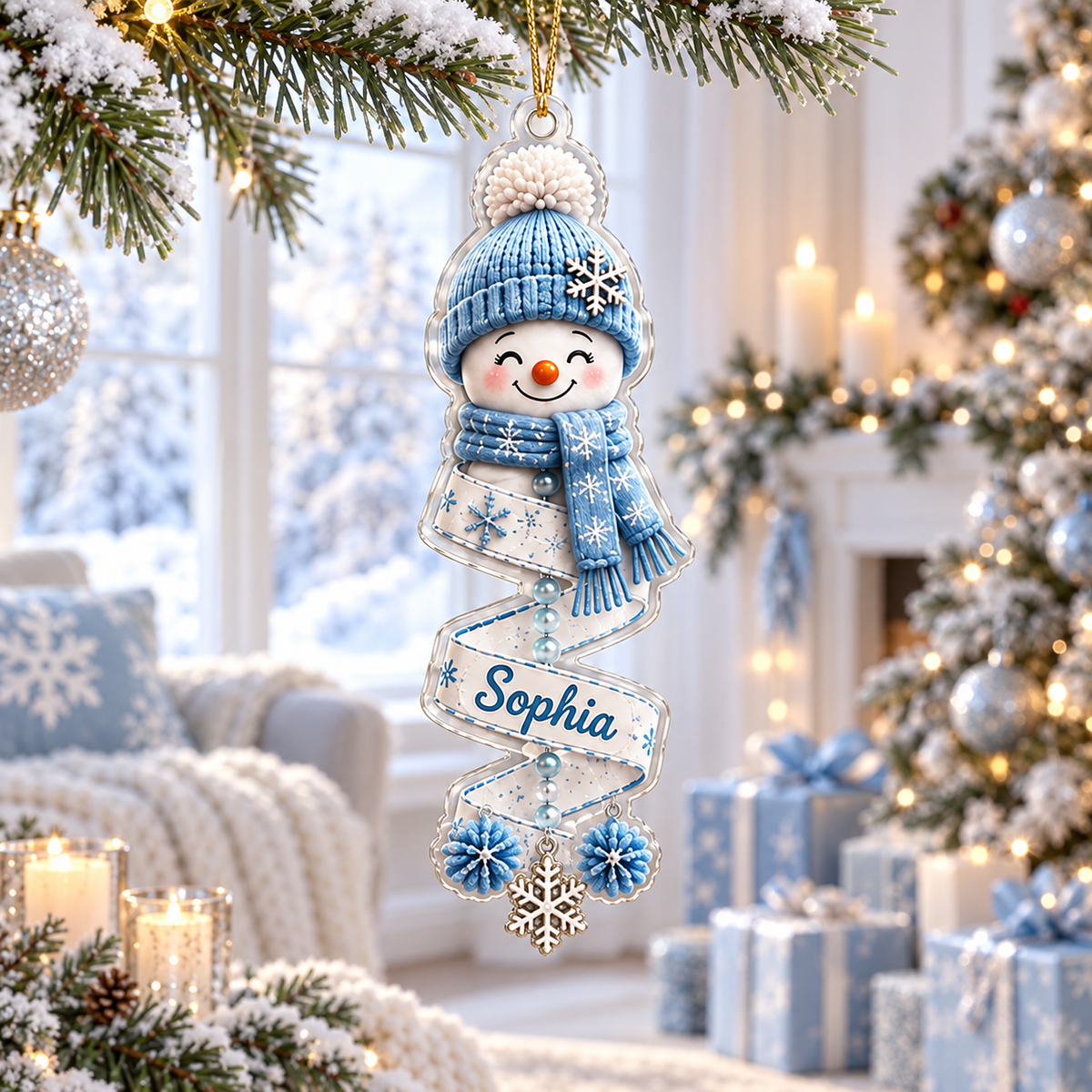 Custom Christmas Snowman Spiral Ornament 2026, Custom Name Snowman Acrylic Ornament, Christmas Tree Decor, Santa Snowman, Christmas Keepsake a602b6b1-d537-429a-9f71-7858265f827d-blue.png