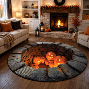 Halloween Pumpkin 3D Illusion Rug, Jack O Lantern Pit Round Rug, Spooky Well Floor Mat, Haunted House Decor a604fd63-9d54-4b6d-9760-21480fee902e-1.jpg