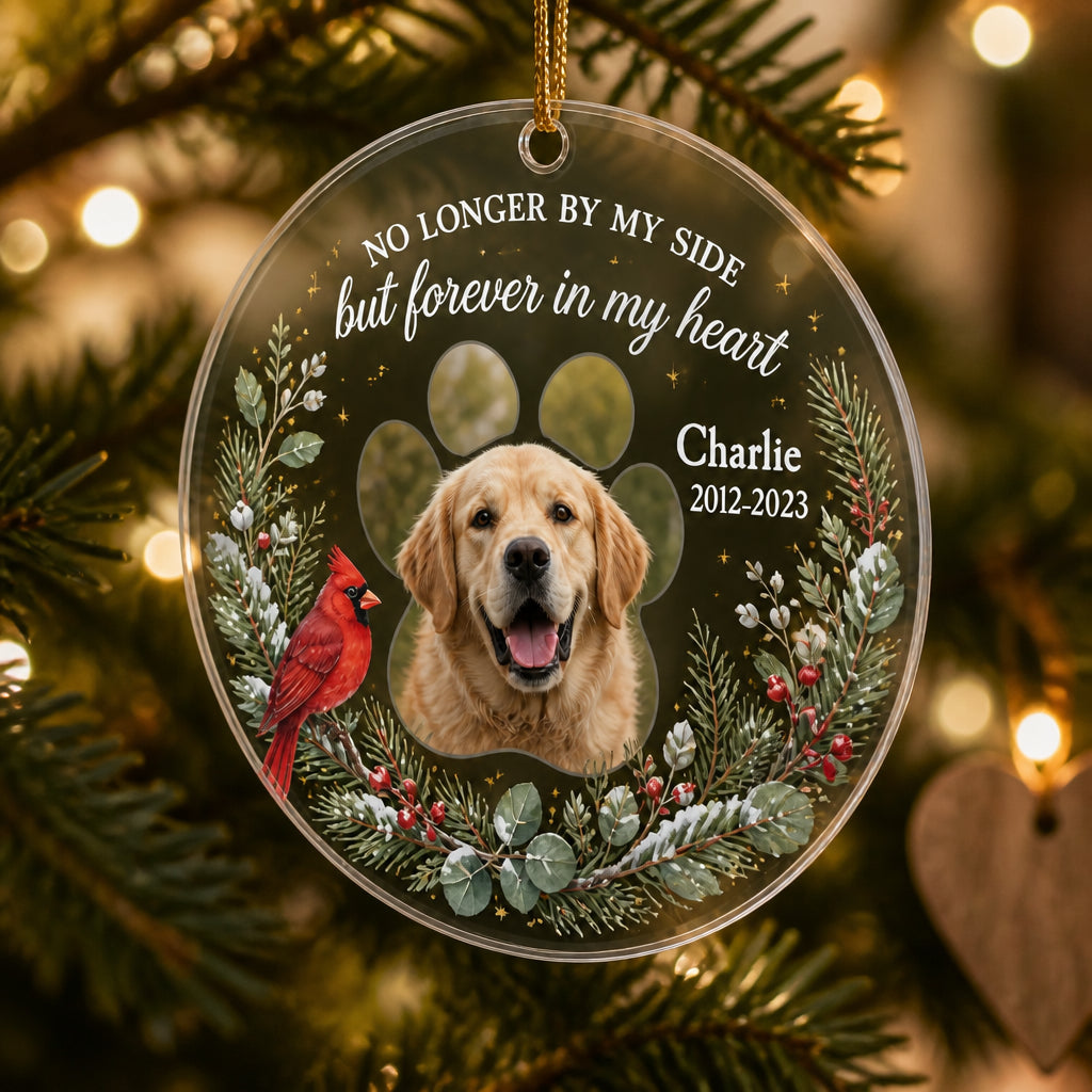 Pet Memorial Photo Ornament – Forever in My Heart (Cardinal Wreath) - Personalized Transparent Acrylic Ornament a621cd2a-a99a-4201-bb7e-9d95d01342b1.jpg