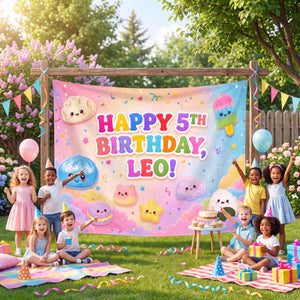 Custom Dumpling Birthday Backdrop, Plushie Theme Party Banner, Kawaii Personalized Tapestry, Pastel Kids Birthday Decor, Photo Booth Prop a62830b7-cf16-402b-92d2-1b692a27abbd-5.jpg