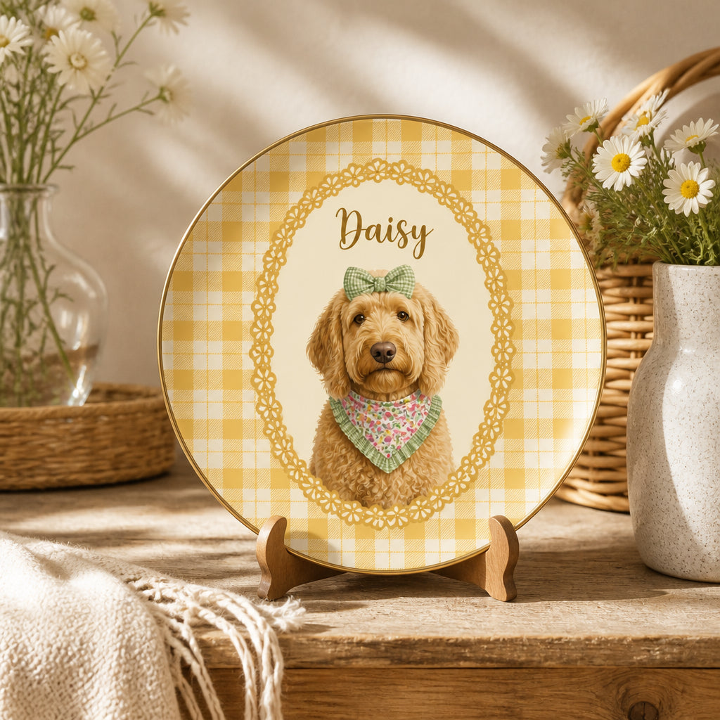 Custom Pet Portrait Name Plate – Botanical Cameo Edition - Personalized Personalized Ceramic Plate a6302c3c-6743-4fec-881e-bec7a524633b.jpg