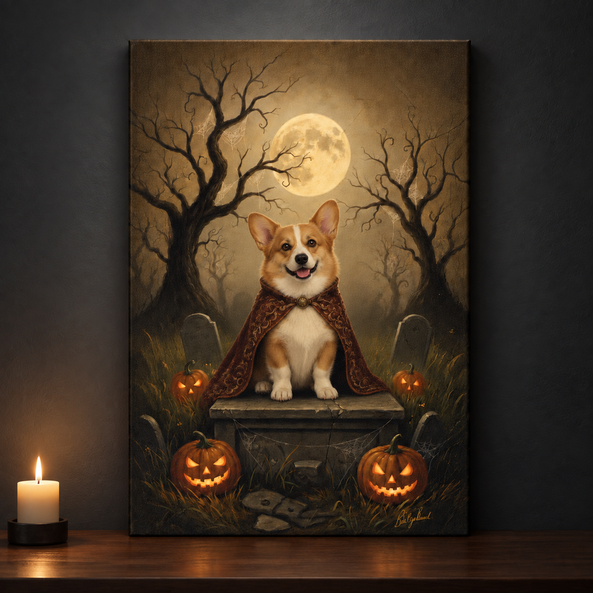 Custom Cat Portrait – Gothic Cat Wall Art, Spooky Halloween Pet Portrait, Dark Academia Cat Poster, Haunted House Canvas a646ec11-8ca9-4322-b0b6-708a732d0aa7-Tranh-Corgi-trong-ph-ng-m-t-i-gi-n.png
