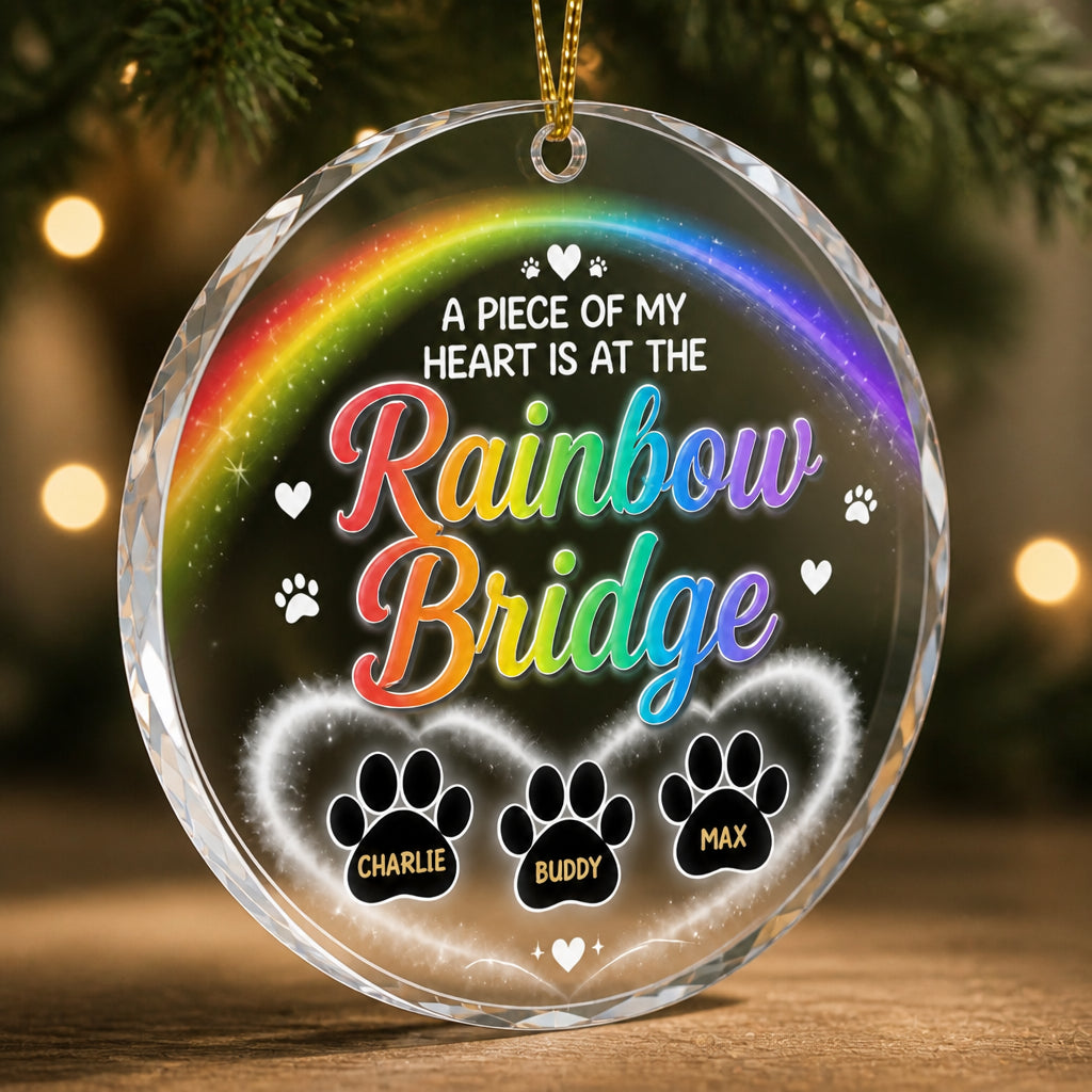Rainbow Bridge Pet Memorial Acrylic Ornament – Custom Names - Personalized Transparent Acrylic Ornament a64af12b-16b0-46a2-94d0-efe90db41b3f.jpg