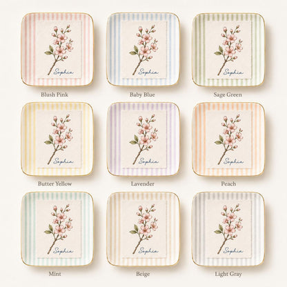 Personalized Birth Flower Ring Dish, Custom Name Jewelry Tray, Floral Trinket Dish, Bridesmaid Gift, Wedding Favor, Birthday Gift for Her a6662497-6226-4e29-a17b-cb646b36f288-8.jpg