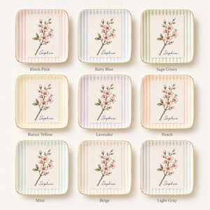 Personalized Birth Flower Ring Dish, Custom Name Jewelry Tray, Floral Trinket Dish, Bridesmaid Gift, Wedding Favor, Birthday Gift for Her a6662497-6226-4e29-a17b-cb646b36f288-8.jpg