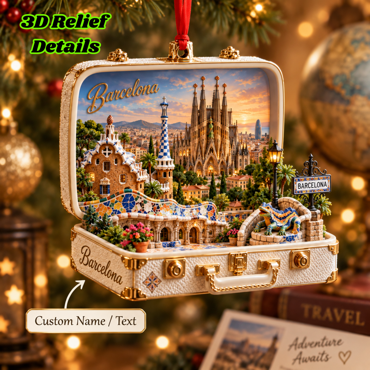 Personalized Barcelona 3D Suitcase Ornament – Custom Name Sagrada Família Christmas Keepsake for Barcelona Lovers & Travelers a678706a-4a24-4ce2-813e-69e3d7cb8eea-mockup-annotated-1789439144801.png