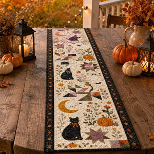Halloween Quilted Table Runner, Fall Table Runner, Pumpkin Cat Ghost Bat Table Decor, Spooky Autumn Dining Table Runner Halloween Home Decor a681ff4e-b384-4c35-b632-4bb13b9ecf6c-14.jpg