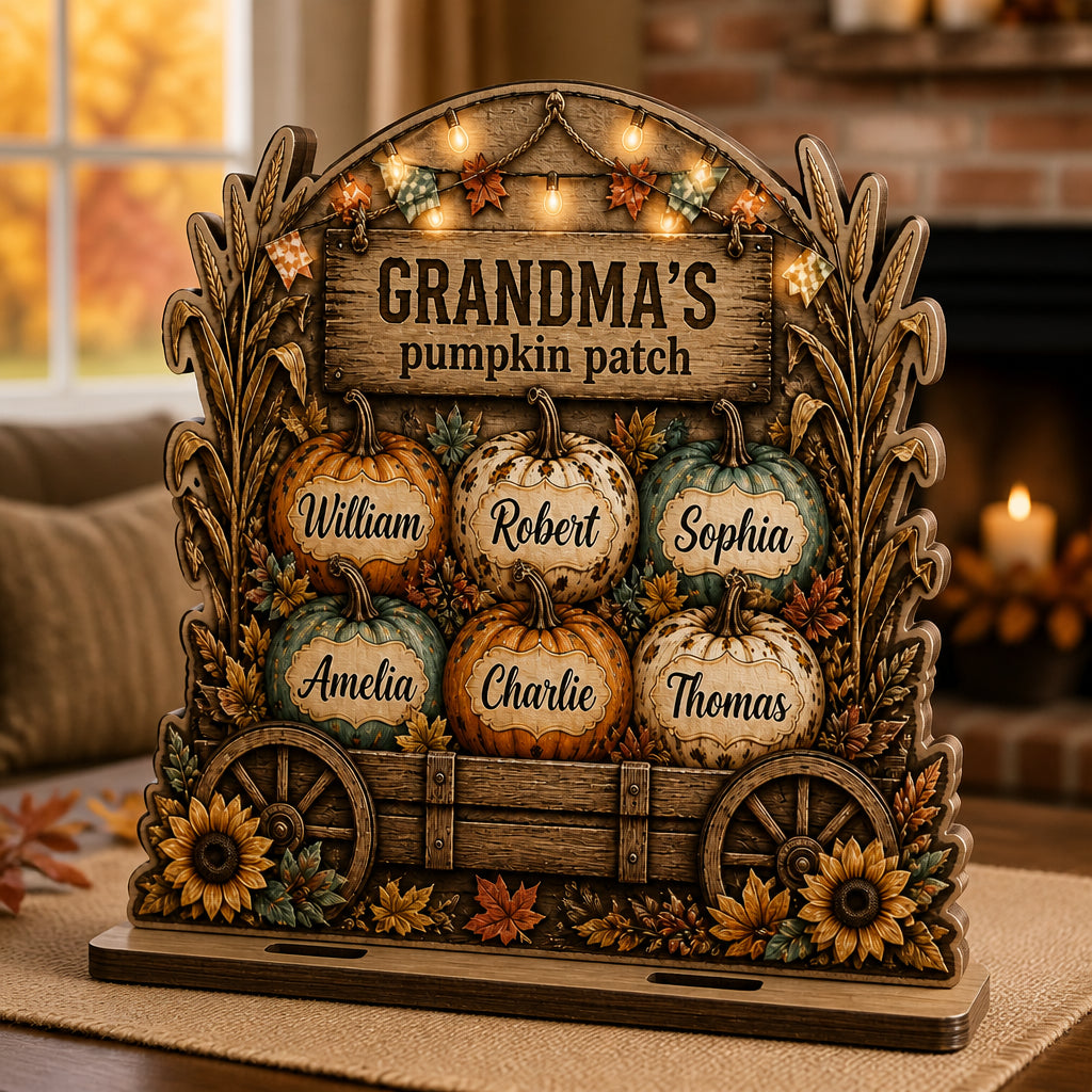 Grandparent's Pumpkin Patch Wagon – Personalized Wood Table Sign - Personalized Wooden custom shape Standing 2 layer (5mm) a69ebbf8-7f2f-4b0a-84d1-8081c3071c4b.jpg