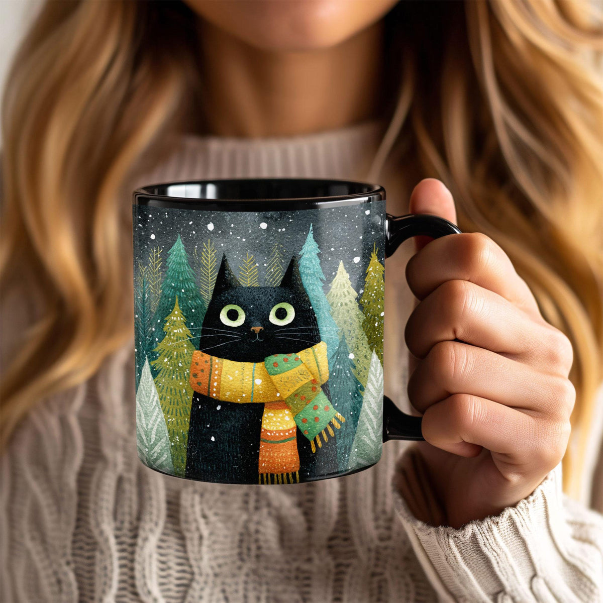 Black Cat Holiday Coffee Cup, Christmas Tree Cat Lover Gift, Black Ceramic Mug, Morning Coffee cup, Christmas Cat Mug, Winter Cat Tea Cup a6a72399-3f44-4610-afb1-2a102787f55f-7.jpg