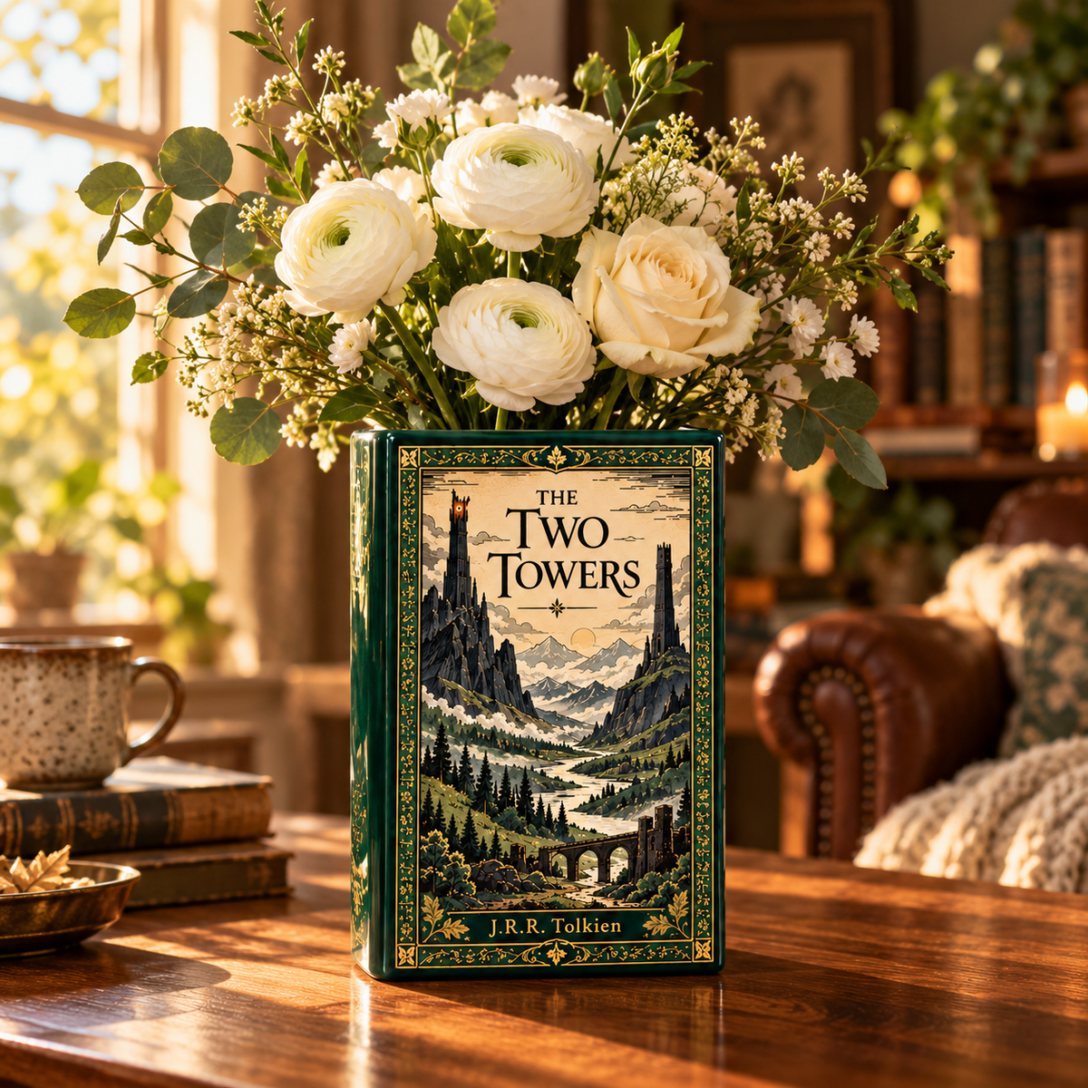 The Two Towers Book Style Ceramic Book Vase – Tolkien Inspired Flower Vase, Fantasy Bookshelf Decor a6ad36e4-cffd-4c7e-8312-69c3b11f1130-the-two-towers-1.png