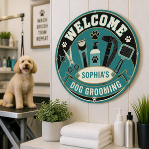 Personalized Dog Grooming Welcome Metal Sign - Personalized Metal Sign a6e04399-f877-4ed4-a5de-b6088c3c7c63.jpg