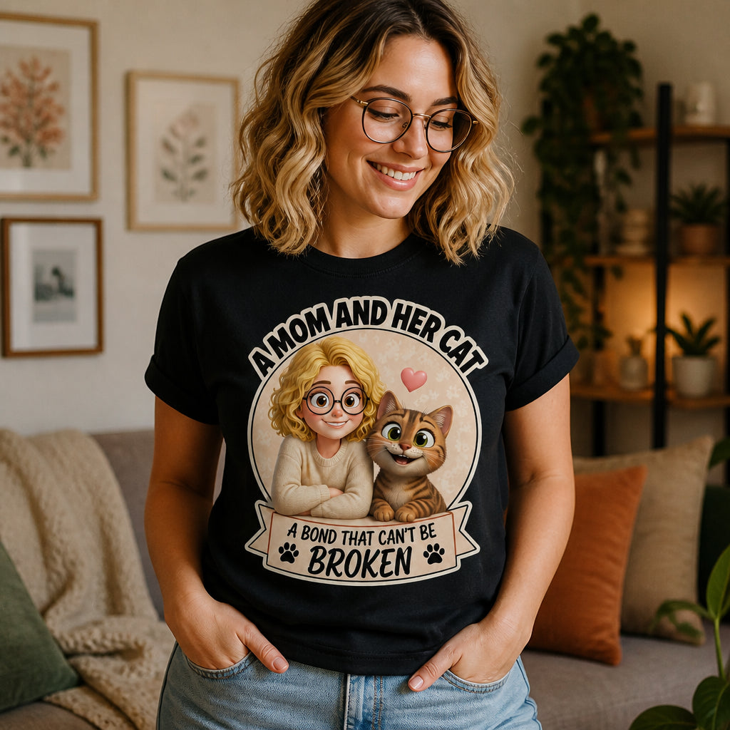 A Mom And Her Cat — Custom Cartoon Portrait Bond Tee - Personalized T-shirt a6e3494a-1d6e-48b3-a4cb-44bddbf6acea.jpg