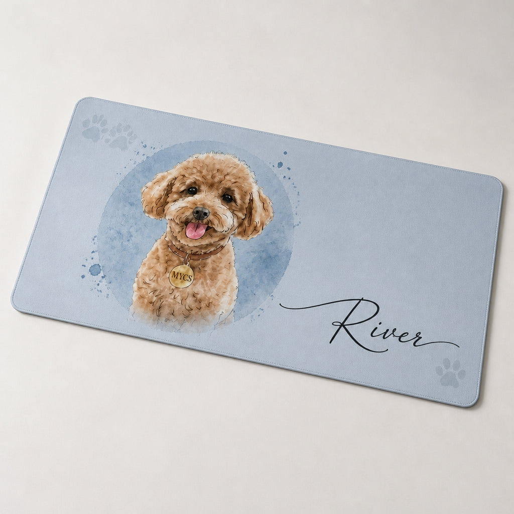 Custom Pet Portrait Desk Mat – Watercolor Name Script - Personalized Leather Deskmat a7018646-def0-4c8f-be4c-33c93f8ab5dc.jpg