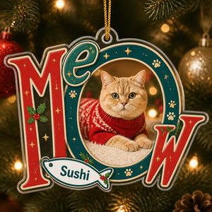MEOW Custom Cat Photo Ornament with Pet Name - Personalized Transparent Acrylic Ornament a702c564-49bb-486b-88da-55567b444ea2.png