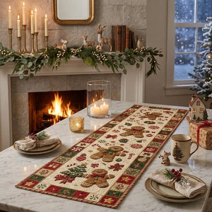 Christmas Gingerbread Table Runner, Candy Cane & Peppermint Quilt Style Decor, Festive Holiday Dining Accent, Winter Kitchen Table Gift Set. a7155e84-26f9-49ff-8daf-f2e9a49a0933-240ad5c1-cd1f-4b7e-8ff3-f8c6c06231d9.jfif
