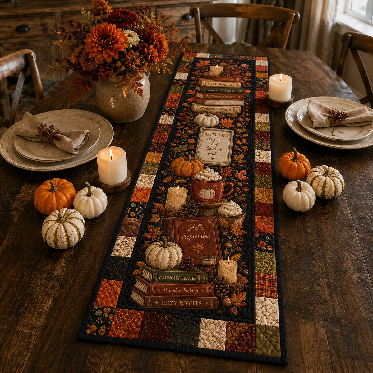 Fall Quilted Table Runner, Autumn Books & Pumpkin Patchwork Runner, Cozy September Thanksgiving Table Decor a71d2e12-1687-4637-bedc-2fd14c5ba7b9-Image-Aug-13-2026-11_59_24-AM.png
