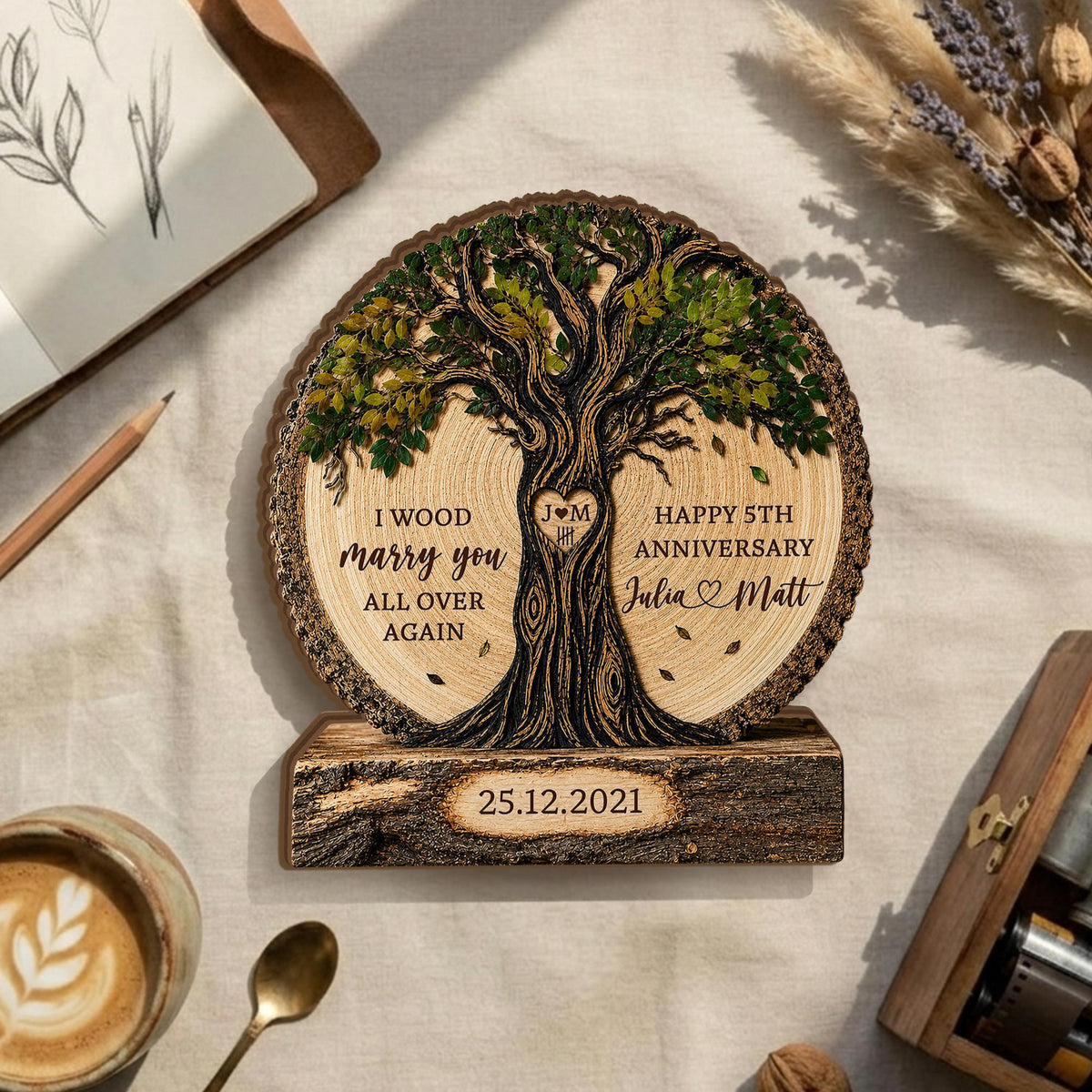Personalized Couple Tree Wooden Block, Wood Anniversary Gift For Couples, Wedding Gift for Wife Husband,Family Keepsake,5th Anniversary Gift a72e353c-4edf-4ea7-affc-b4cd87845bcc-4.jpg