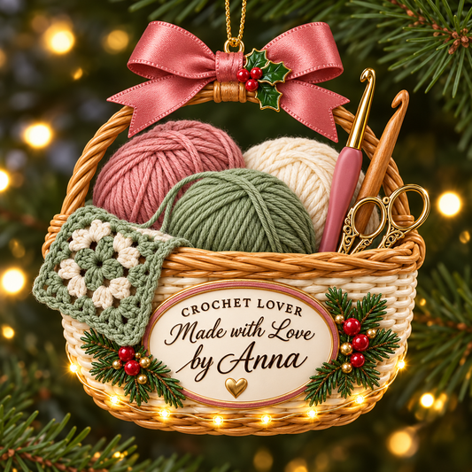 Personalized Crochet Christmas Ornament – Custom Name Yarn Basket with Crochet Hooks and Granny Square, Keepsake Gift for Crochet Lovers and Crafters a75374e5-73e0-415f-8dfc-605a577b4720-Personalized-Crochet-Lover-Christmas-Ornament.png