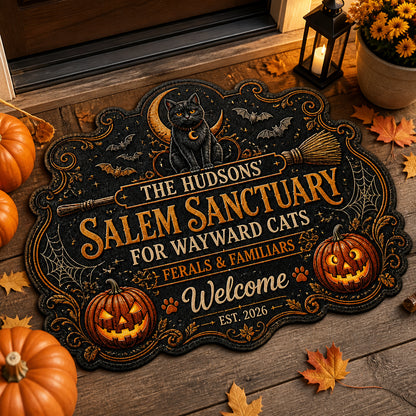 Personalized Salem Sanctuary Cat Doormat - Personalized Custom Shape Doormat (ZB) a779a382-2924-4e45-9f95-2fce2d70c109.jpg
