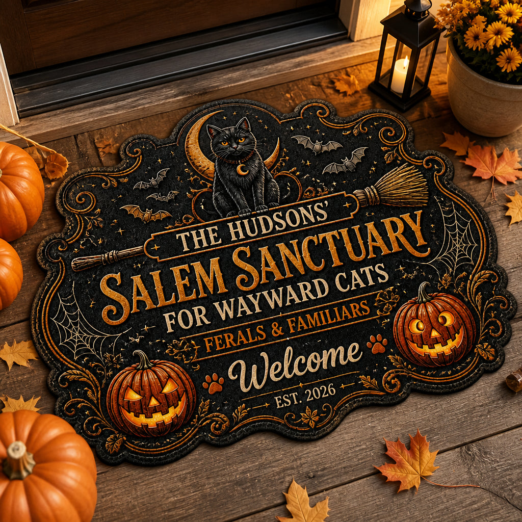 Personalized Salem Sanctuary Cat Doormat - Personalized Custom Shape Doormat (ZB) a779a382-2924-4e45-9f95-2fce2d70c109.jpg