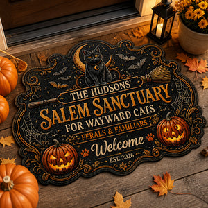 Personalized Salem Sanctuary Cat Doormat - Personalized Custom Shape Doormat (ZB) a779a382-2924-4e45-9f95-2fce2d70c109.jpg
