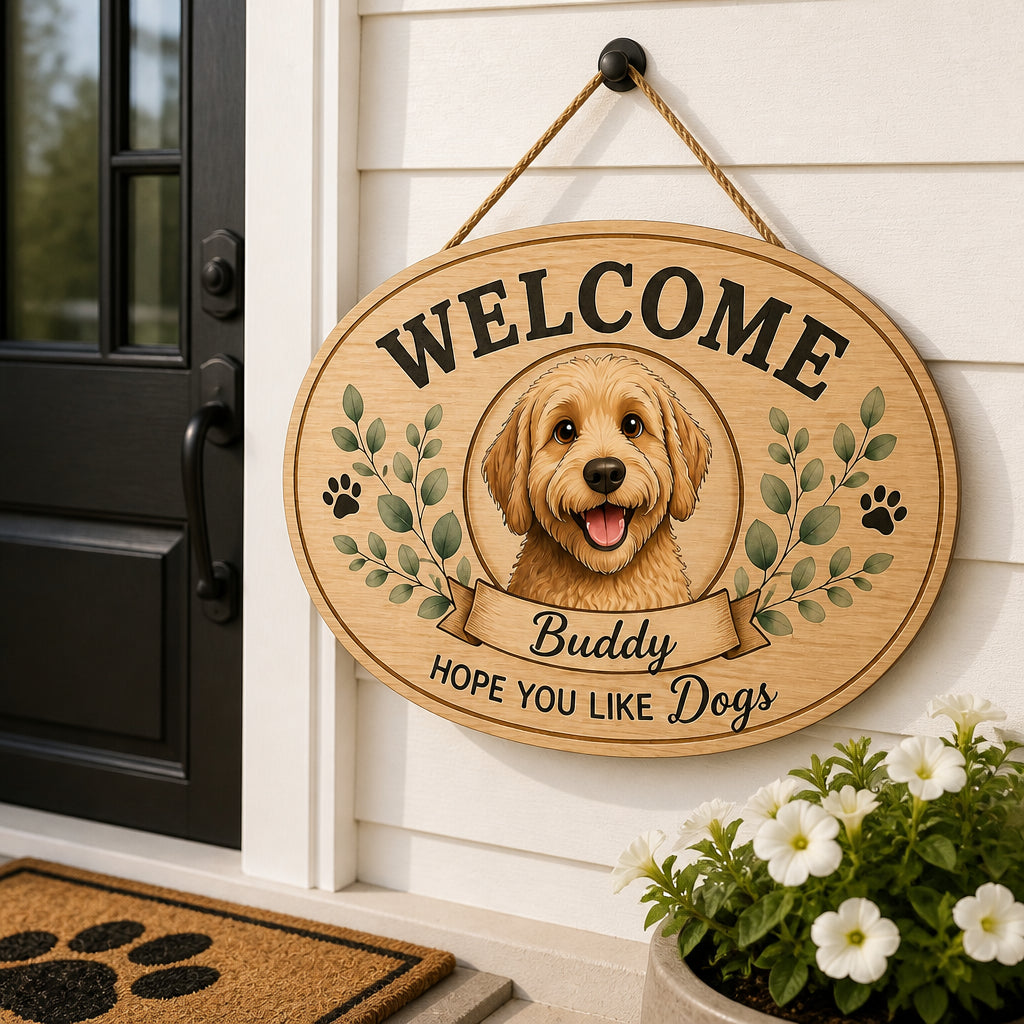 Personalized Welcome Dog Sign – Cartoon Pet Portrait & Name - Personalized Wood Sign a783d18b-45bb-43dd-98d3-fd26734c2c3d.jpg