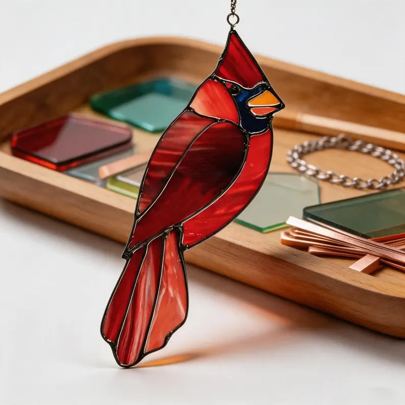 Custom Red Cardinal Stained Glass Suncatcher, Handmade Bird Art Glass Ornament Window Hanging Decor, Christmas Gift, Memorial Home Accessory a7a892d4-4c34-44a2-be1a-b35f931fee80-ghhhhhhhhhhhhh-9-.webp