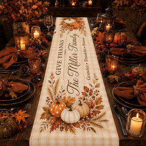 Custom Family Thanksgiving Table Runner Linen 70x13in, Personalized Pumpkin Fall Table Decor, Give Thanks Autumn Dining Table Runner a7d28e80-d905-438b-a756-2cda04bad0c6--tghnj-4-.webp