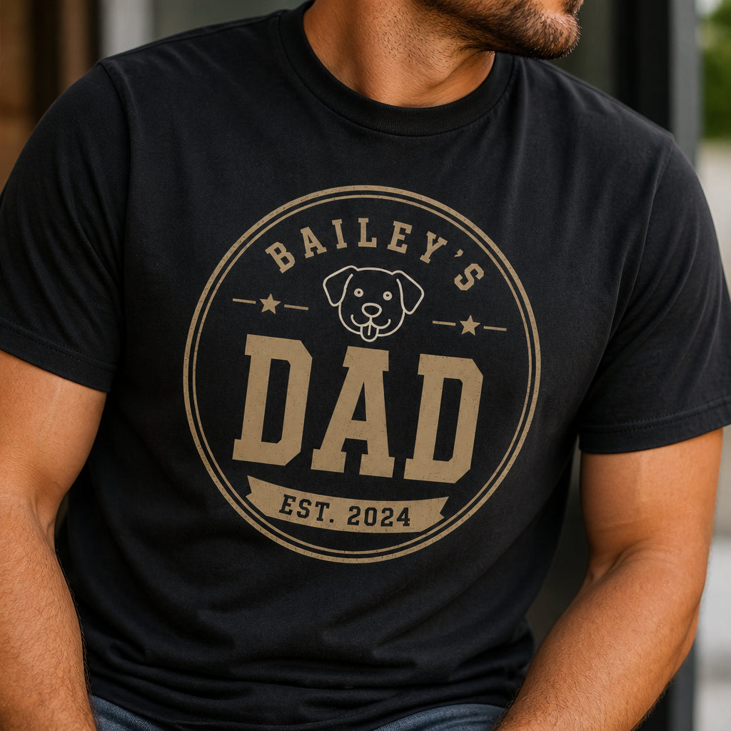 Pet Name’s Dad – Est. Year Retro Badge Tee - Personalized T-shirt a8168940-242a-43f3-99fc-556f1d60366c.jpg
