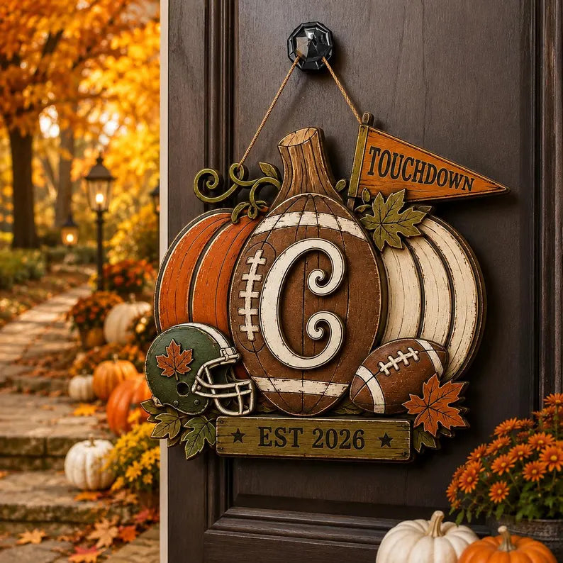 Personalized Football Pumpkin Door Hanger, Rustic Fall Wooden Monogram Sign, Farmhouse Autumn Porch Decor, GIFT 2026, Custom Initial a82795e6-f4ab-4cf5-a59d-0b582332dba2-rdre-2-.webp