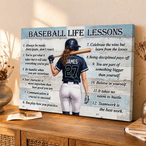 Baseball Life Lessons Custom Canvas - Personalized Motivational Sports Art for Players and Fans