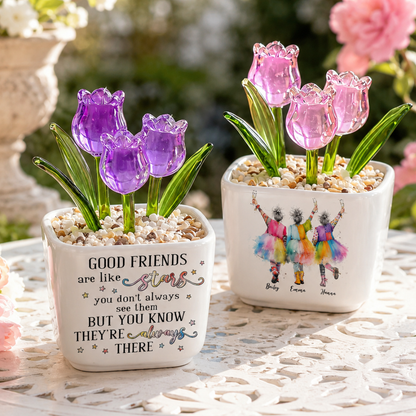 Good Friends Are Like Stars - Personalized Mini Glass Flower Pot - Gift For Soul Sister, Bestie, Friends a84b0a42-dd8c-4c33-a436-4e86b5184a7f-png