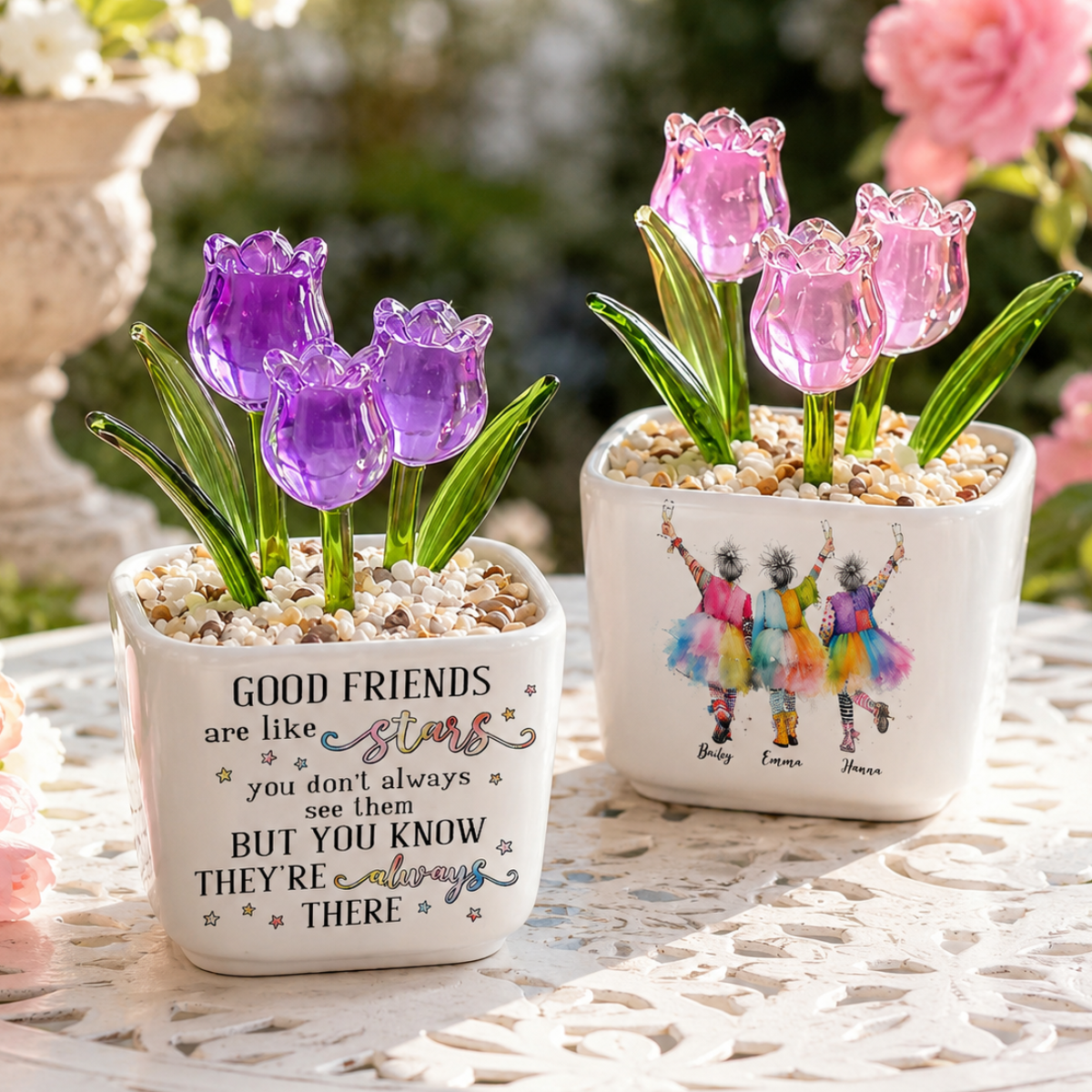 Good Friends Are Like Stars - Personalized Mini Glass Flower Pot - Gift For Soul Sister, Bestie, Friends a84b0a42-dd8c-4c33-a436-4e86b5184a7f-png