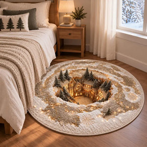Christmas Village Quilted Round Rug, Winter Wonderland Round Carpet, Cozy Holiday Home Decor, Snowy Christmas Rug, Festive Floor Mat a8517272-0886-430d-ae12-00e7fca1d267-gredry-2-.webp