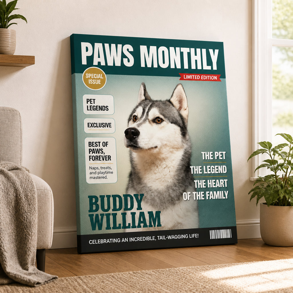 Custom Pet Magazine Cover Canvas – Paws Monthly Edition - Personalized Canvas a8722d96-4aac-446c-a879-0f56c248b4e1.jpg