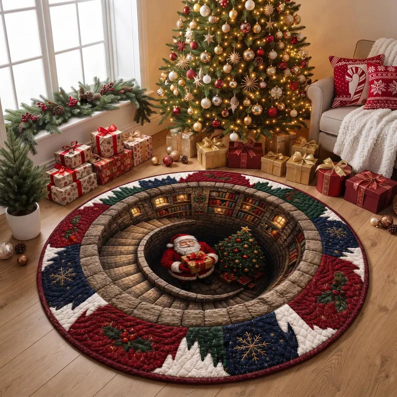 Santa Spiral Staircase 3D Round Rug, Christmas Optical Illusion Floor Mat, Non-Slip Xmas Home Decor, Christmas Gift for Family a87c985e-3b38-4380-823c-02f3ff2521e5-gfdgf-4-.webp