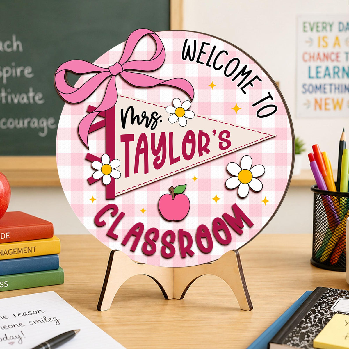 Personalized Teacher Name Door Sign, Custom Teacher Pennant Flag Sign, Teacher Door Hanger, New Teacher Gifts, Custom 3D Teacher Name Sign a88a31b1-c28b-437a-ad81-5dcd0617eb72-6.jpg