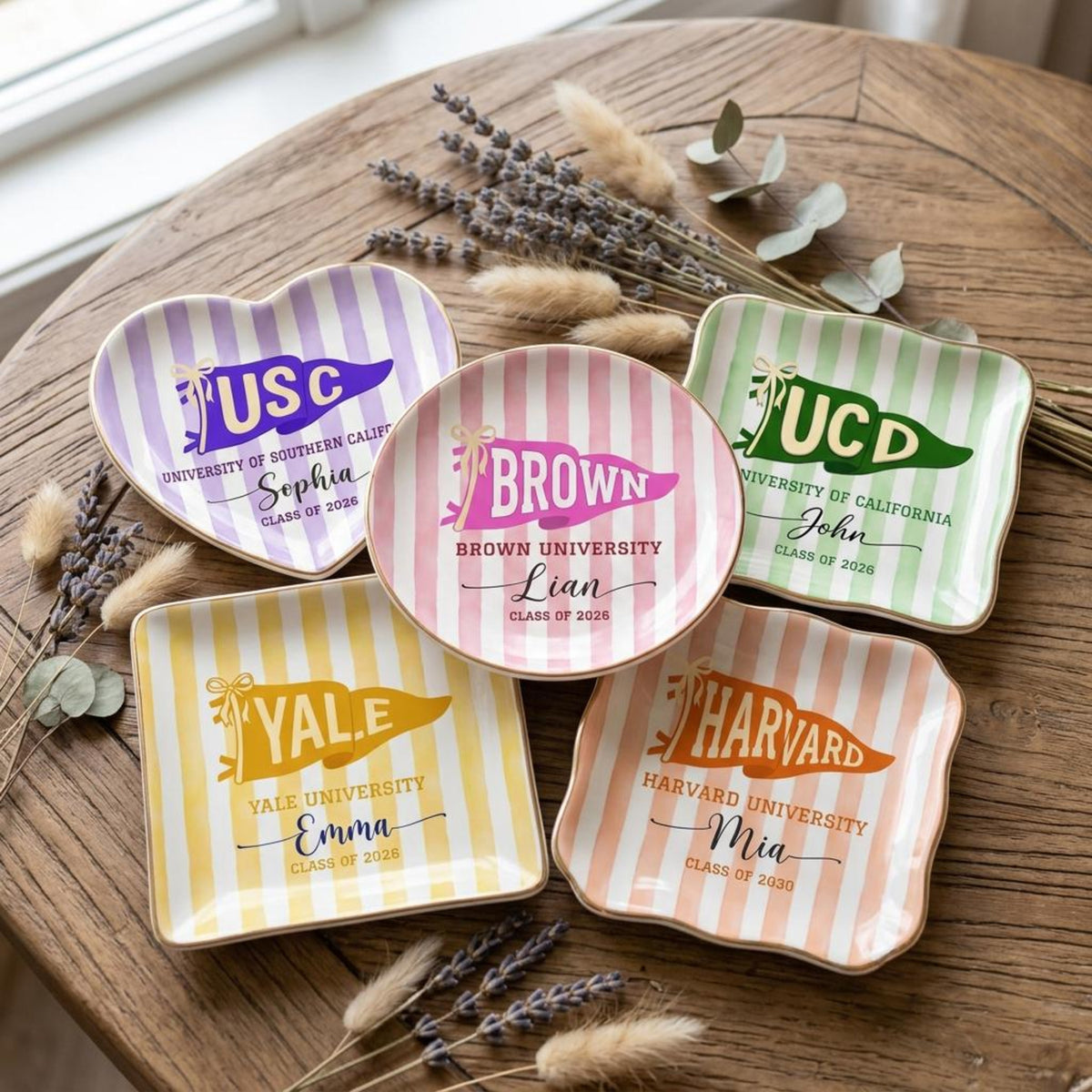 Personalized School Pennant Flag Ring Dish, Custom Graduation Jewelry Dish, College University Graduation, Class of 2026, Gifts For Her a8943db3-0850-472f-adc2-1fe7507d43ef-2.jpg