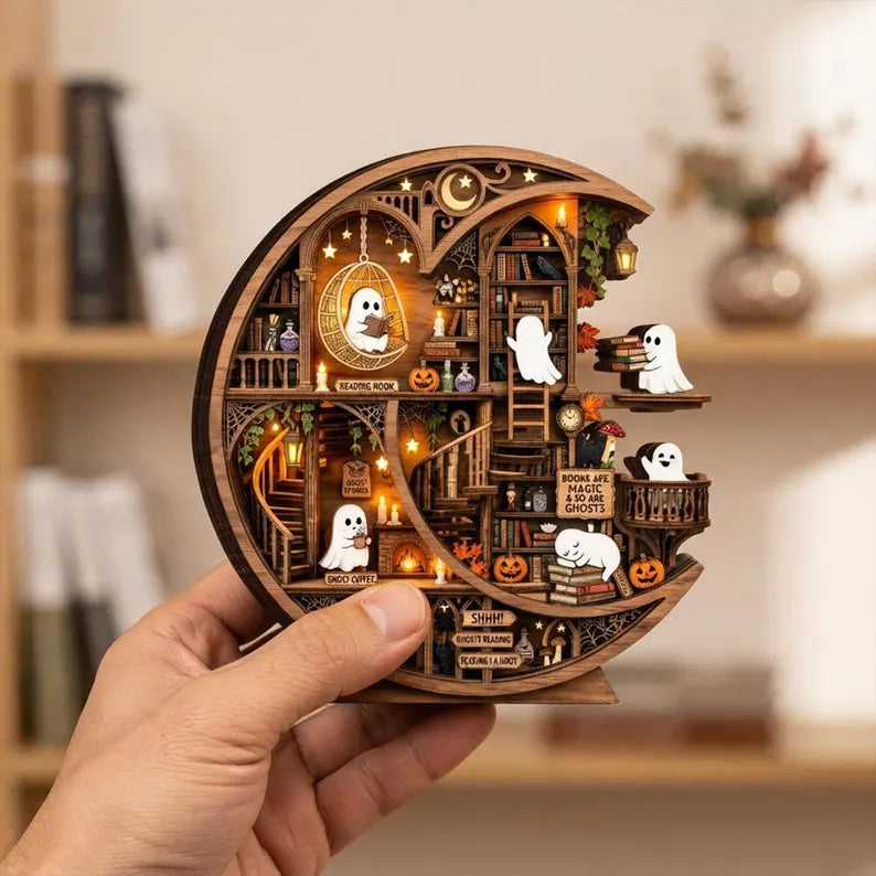 Halloween Ghost Library, Reading Ghost Halloween Wooden Block, Pumpkin Bookshelf Decor, Spooky Book Lover Shelf Sign Fall Reading Room Decor a89fa3e3-8060-4b3d-88c9-f98abea52760-cvxcvcxcxcxcx-2-.webp